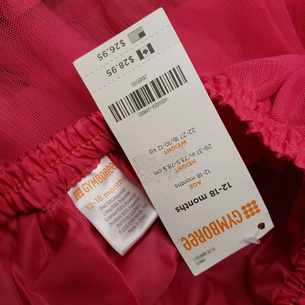 NWT Gymboree 12-18 Months Baby Girl Hot Pink Tulle Ballerina Structured Skirt